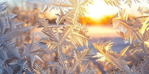 Canvas Print - Frost, ice, icicles, landscapes, freezing, cold, background, wallpaper.