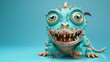 Cute and funny blue dragon with big eyes and a toothy smile. Perfect for children's book illustrations, game assets, or as a fun and whimsical mascot.