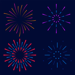 Wall Mural - set of isolated holiday fireworks on a white background. flat vector illustration