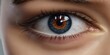 close up of a female  blue eye pupil , woman looking into the camera , lashes 