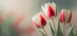 Fototapeta Tulipany - Czerwone tulipany, pastelowe wiosenne kwiaty. Tło kwiatowe, wiosna