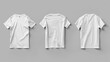 White T-shirt mockup with front and back views isolated on grey background.