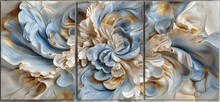 3 Panel Wall Art, Marble Background , 3D Vector Illustration, Wall Decoration