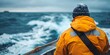 Sailor Navigates Choppy Waters Amid Stormy Skies Adventurous Journey on High Seas