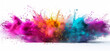 white solid background with blast holi colorful