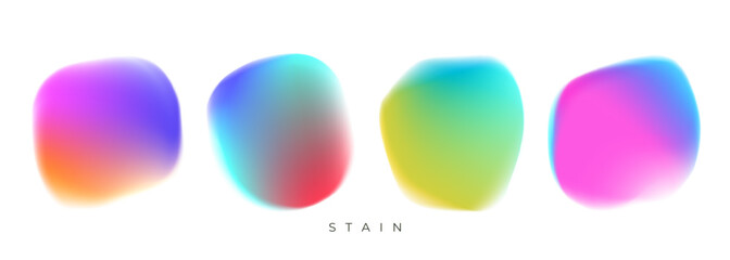 Aufkleber - Set of blurred color stains. Bright color gradients. Vibrant defocused shapes for creative graphic design. Vector illustration.
