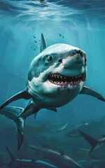 Wall Mural -  huge shark in the river 