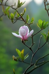 Canvas Print -  The blooming Magnolia flower blossoms,White Purple Magnolia flower very gorgeous