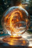Fototapeta Kosmos - Crystal orb pulsating with magical energy
