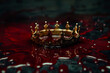Fantasy medieval concept of a Royal crown and blood. Rise and fall of empires. Mythology and Historical death of a King or Queen. Other Symbolism:  battlecry, ancestry, renegade, wizardry, citadel