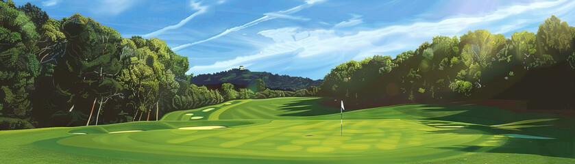 Wall Mural - Golf Masters Green: Putting, Driving, and Mastering the Fairway.