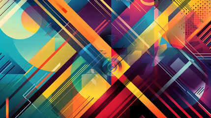 Poster - Abstract geometric patterns in vibrant hues create an energetic backdrop.