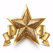 a gold star with a ribbon