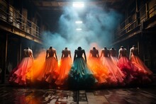 Colorful Vapors From A Triangle Factory Dance With The Aurora, Creating A Mesmerizing Industrial Ballet, 