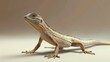 A beautiful, lifelike rendering of a lizard. The lizard is standing on a solid surface, and looking to the left of the frame.