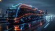 A big, roomy intercity bus passes by on the highway. Generative Ai
