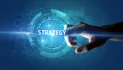Poster - Hand touching business concept button