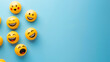 © Sea - World emoji day 3d banner background. Emoji Celebration 3D Banner Background. World emoji day with a funny emojis. World smile day emojis. Mental health assessment, world mental health day concept.
