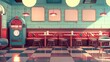 © Kunlapat - Retro Diner Interior with Jukebox and Speech Bubbles