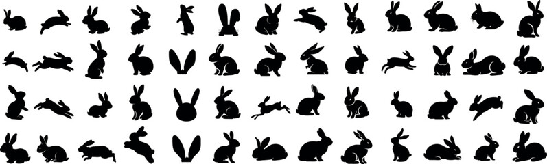 Wall Mural - easter rabbit silhouette vector set
