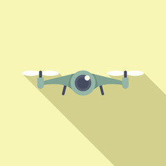 Poster - Drone camera filming icon flat vector. Aerial videography. Creative landscape