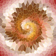 Poster - Abstract vortex with brown color - graphic with effect of mosaic, stained glass, motion, 3D of concave, mixing colors and rotation. Topics: texture, pattern, abstraction, wallpaper, computer art
