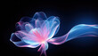 petals of an unseen flower on a black background in neon color ,spring concept