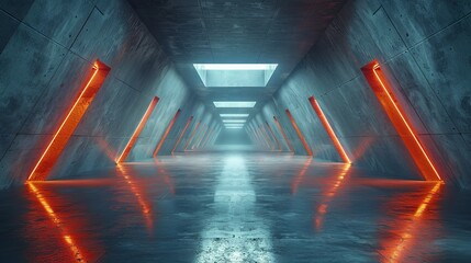 Poster - A dark room in a futuristic sci-fi setting. 3D illustration.