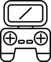 Poster - Remote control joystick icon outline vector. Pilot inspection. Video service modern