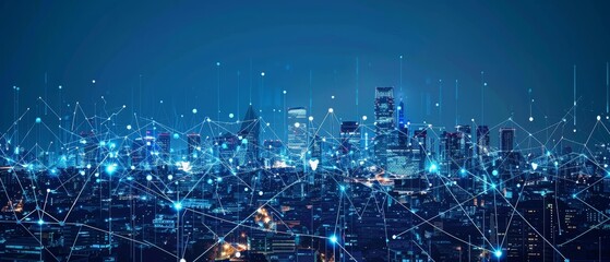 Poster - Smart city and wireless communication network concepts. 5G. LPWA (Low Power Wide Area).