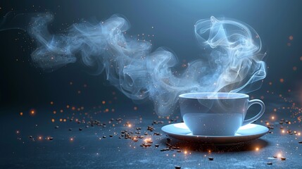 Aufkleber - The steam from a cup of coffee or tea is isolated on a transparent background.