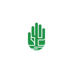 Canvas Print - Palm of hand and cactus creative logo design.