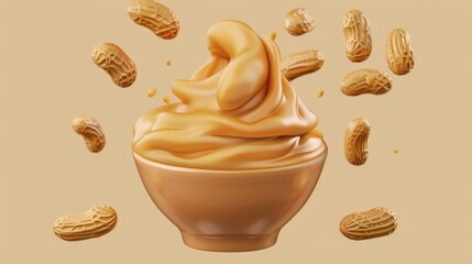 Wall Mural - Icons set for peanut butter. Modern 3D realistic graphics