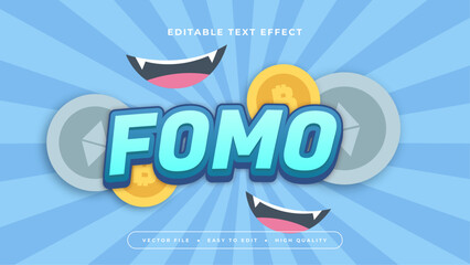 Blue gray grey and orange FOMO 3d editable text effect - font style