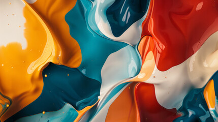 Fototapete - An abstract composition of fluid shapes and bold colors creates a visually captivating backdrop