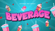 Pink blue and purple violet beverage 3d editable text effect - font style