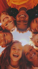 Canvas Print - A group of children standing in a circle