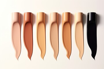 Wall Mural - Swatches of liquid foundation in different skin shades