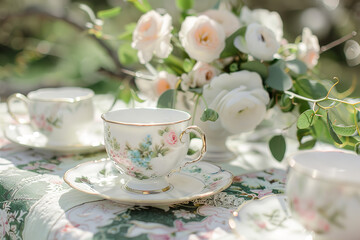 Poster - cup of tea and flowers