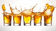Toasting Whiskey Glasses,  Shot glass tequila making with splash png with AI generated