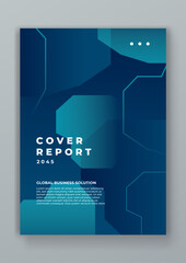 Wall Mural - Blue and green vector business brochure template with geometrical shapes for annual report, cover, vector template brochures, flyers, presentations, leaflet, magazine a4 size