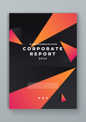 Wall Mural - Black orange and red vector business corporate brochure cover template with shapes geometric for annual report and business catalog, magazine, flyer or booklet. Brochure template layout