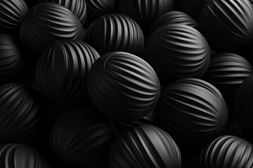 Wall Mural - Black swirling spheres in a dark background