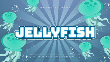 Blue green and white jellyfish 3d editable text effect - font style