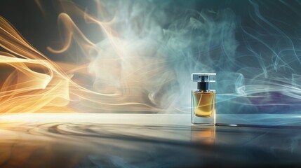 glass perfume bottle on an abstract background with beautiful light, unisex perfume