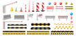 © Инна Харламова - Set of traffic light, boom barrier gate, road barrier fence, speed bump ,road cone. Striped yellow and black barriers for blocking road. Speed bump element or obstacle on the road. Realistic 3d Vector