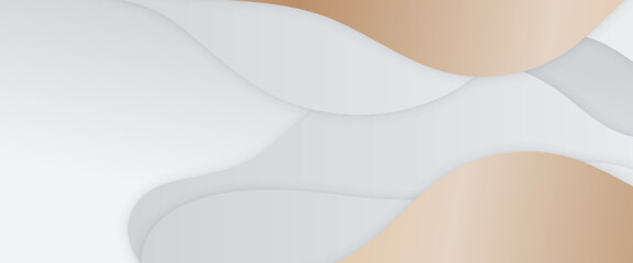 Aufkleber - White and gold abstract banner with shapes. For business banner, formal backdrop, prestigious voucher, luxe invite, wallpaper and background