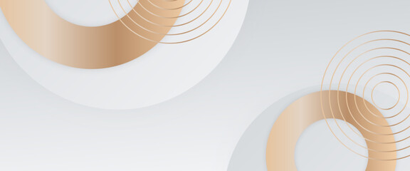 Poster - White and gold vector abstract banner with simple geometric shapes. For cover design, book design, poster, cd cover, flyer, website backgrounds or advertising