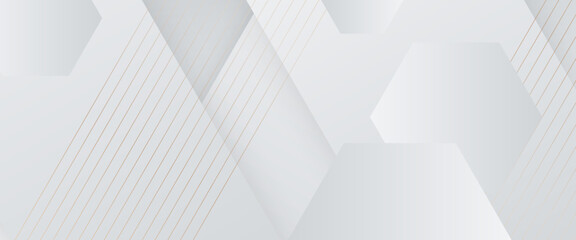 Poster - White and gold vector minimalist modern abstract banner with shapes. For website, banners, brochure, posters, flyer, card, and cover