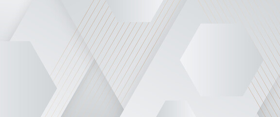 Poster - White and gold vector abstract banner with simple geometric shapes. For cover design, book design, poster, cd cover, flyer, website backgrounds or advertising